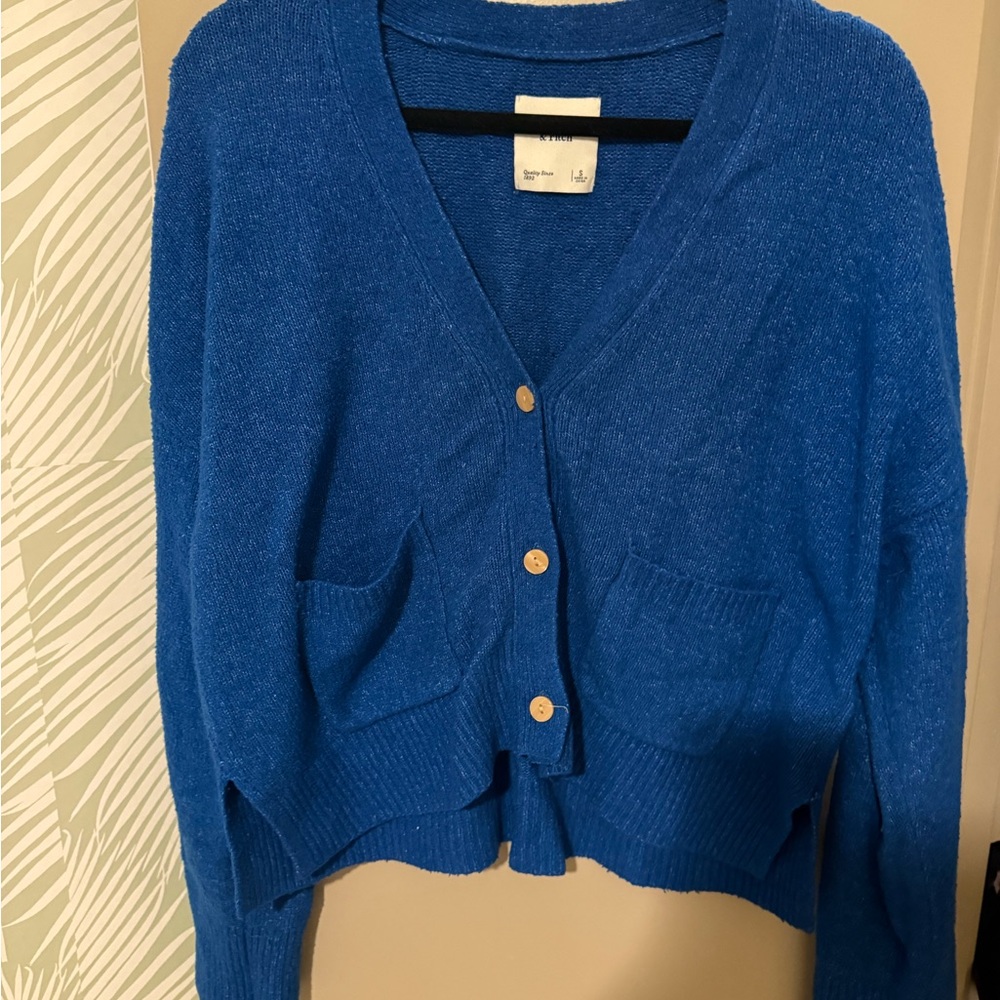 Blue Button-Up Women's Sweater